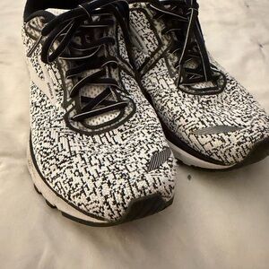 Brooks Black and White Knit Running Shoes